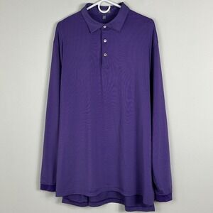 Peter Millar Summer Comfort Purple Striped Long Sleeve Polo Shirt Mens Size XL‎